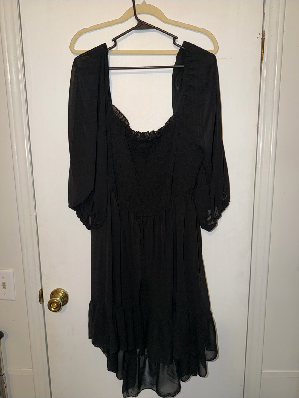 Black Smocked Bodice Flowing top